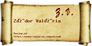 Zádor Valéria névjegykártya